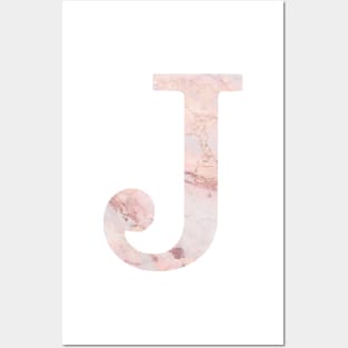 The Letter J Pink Marble Design Posters and Art